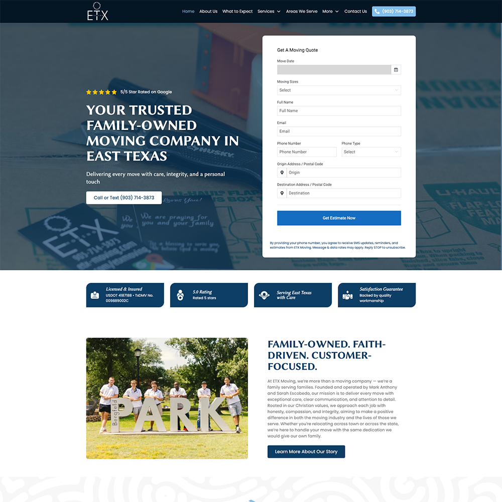 ETX Moving website